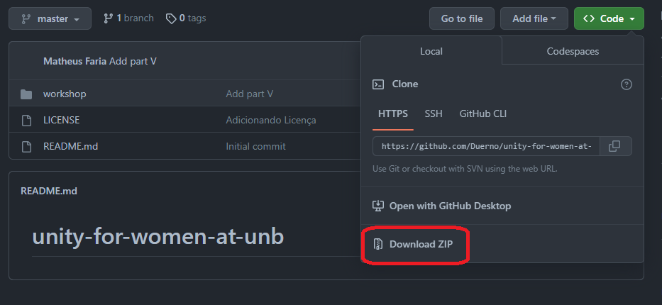 Download de repositório no Github